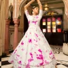 White Tie Dye Sequence Embroidery Bollywood Gown