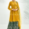 Yellow And Green Embroidery Traditional Gharara Suit