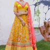 Yellow And Orange Multi Embroidery Silk Wedding Lehenga Choli