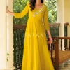 Yellow Embroidered Georgette Anarkali Gown