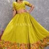 Yellow Floral And Sequence Embroidery Wedding Lehenga Choli