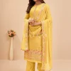 Yellow Floral Embroidered Salwar Kameez Suit