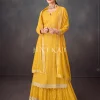 Yellow Golden Embroidered Sharara Style Suit