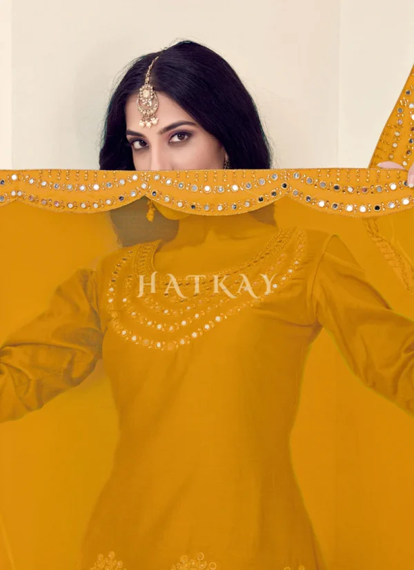 Yellow Mirror Work Punjabi Patiala Salwar Suit