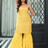 Yellow Multi Embroidered Traditional Gharara Suit