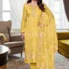 Yellow Floral Embroidery Pakistani Salwar Kameez