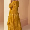 Yellow Sequence Embroidered Jacket Style Gharara Suit
