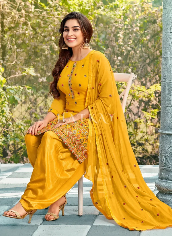 Yellow Sequence Embroidered Patiala Suit