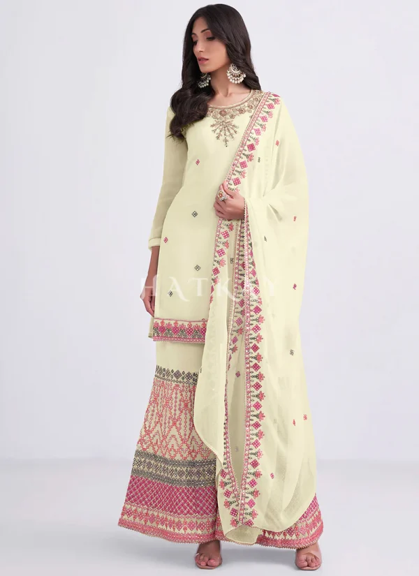 Yellow Sequence Embroidery Traditional Gharara Style Suit
