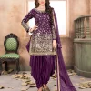Purple Mirror Work Punjabi Suit