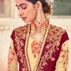 Beige And Maroon Embroidered Jacket Style Anarkali Suit