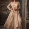 Beige Net Dhoti Style Anarkali Suit Wedding Wear