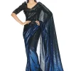 Black And Blue Sequence Embroidery Georgette Saree