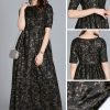 Black Printed Rayon Boat Neck Gown After Six Wear