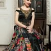 Black Silk Anarkali Gown With Foral Print 1