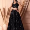 Black Tonal Sequin Embroidered Lehenga Set With Blouse And Dupatta