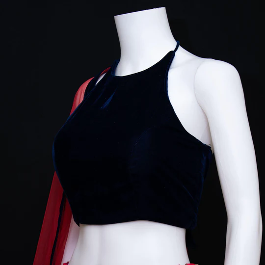 Versatile velvet Thea croptop blouse. Pair it with lehenga, jeans, skirt or short.