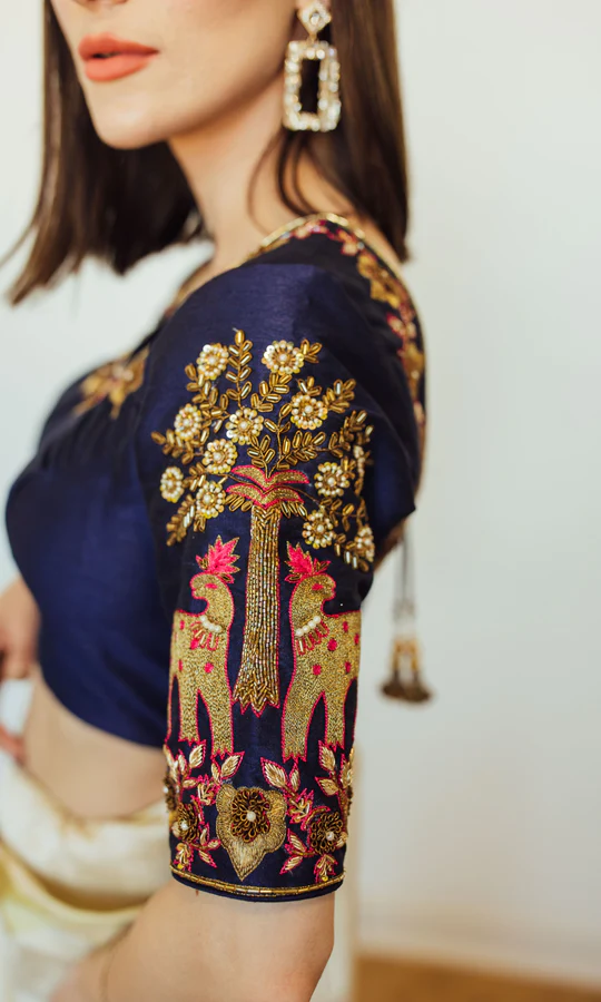 Designer pure silk blouse with heavy embroidery work hand work