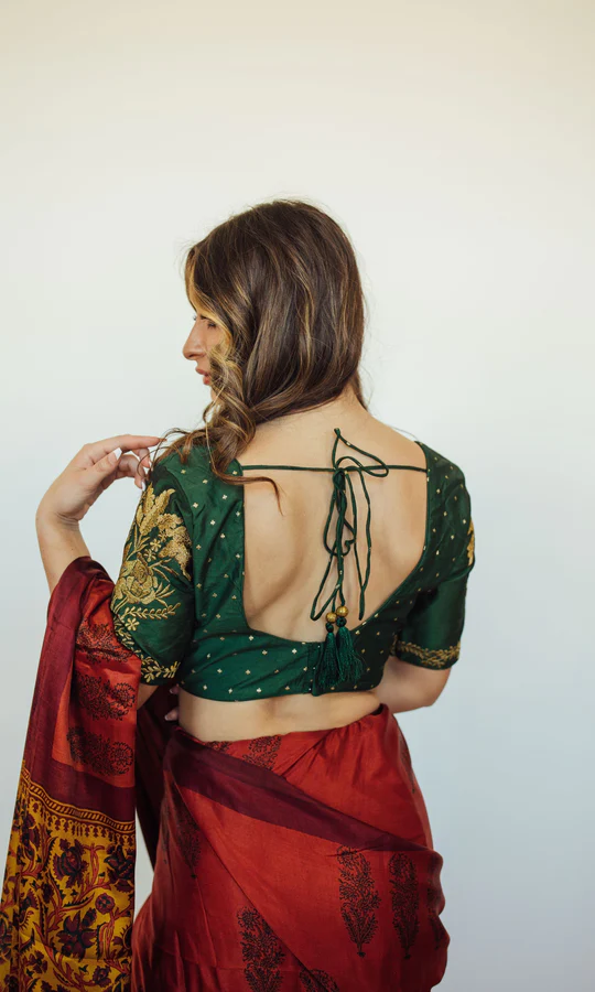 Designer silk blouse with embroidery work