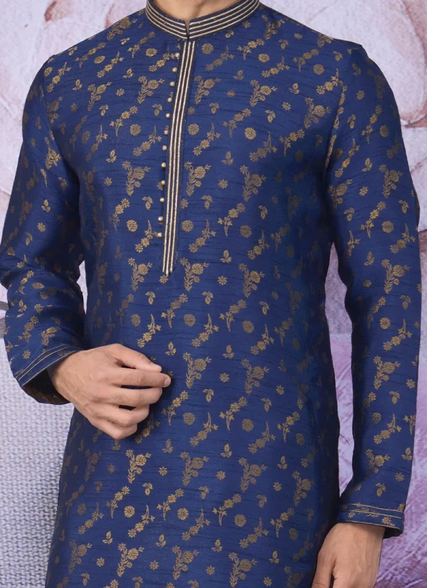 Blue Banarasi Art Silk Kurta Pyjama Party Wear