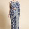 Blue Cotton Saree In Woven Work