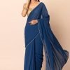 Blue Saree With Unstitched Blouse