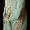 Blue Tussar Silk Straight Pant Suit Party Wear