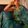 Blue Two Tone Zari Weaved Satin Silk Saree