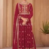 Bridal Red Georgette Embroidered Wedding Palazzo Suit