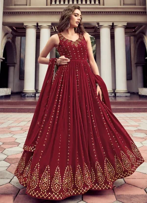Bridal Red Sequence Embroidery Wedding Anarkali Gown