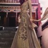 Brown Embroidered A Line Anarkali Lehenga Party Wear
