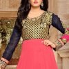 Coral Pink Georgette Gown Suit With Dupatta