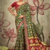 Dark Green And Red Embroidery Traditional Satin Silk Saree