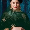 Dark Green Georgette Eid Anarkali Suit With Mirror Work