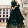 Dark Green Sequence Embroidery Wedding Anarkali Gown
