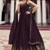 Deep Purple Sequence Embroidery Wedding Anarkali Gown