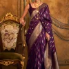 Deep Purple Zari Handloom Weaved Traditional Silk Saree