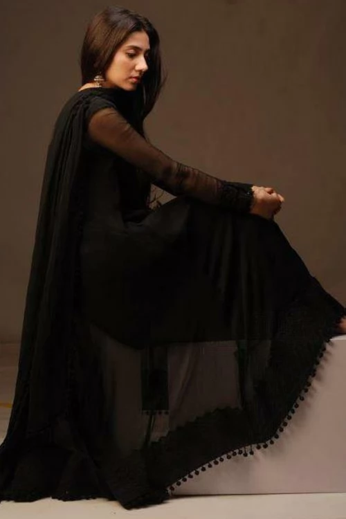 Embroidered Georgette Black Color Eid Anarkali Suit