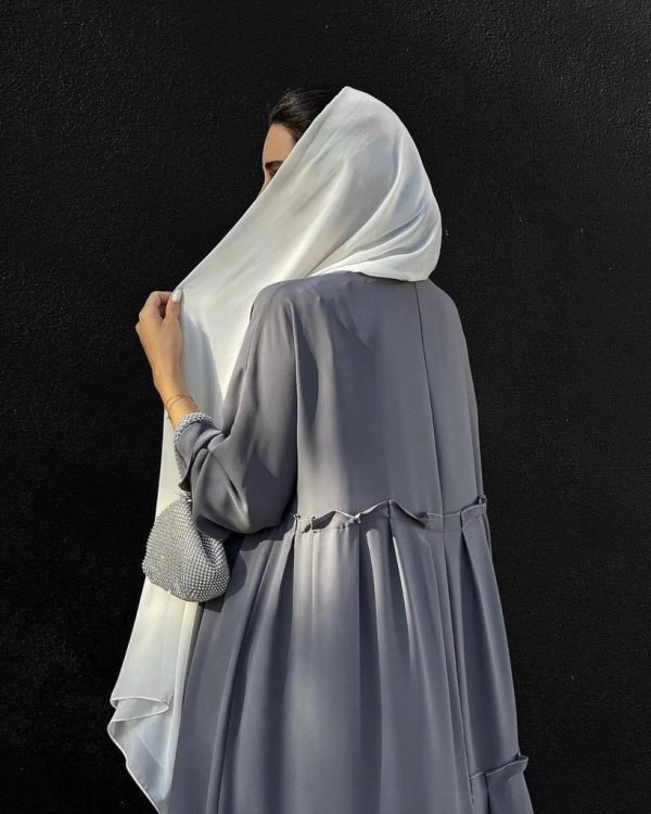 Gray open abaya