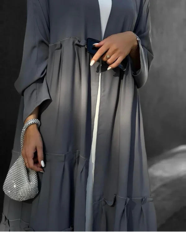 Gray open abaya