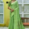 Green Cotton Saree In Zari Woven 1