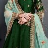 Green Embroidered A Line Lehenga Wedding Wear