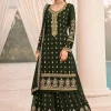 Green Faux Georgette Palazzo suit Party Wear