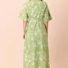 Green Floral Wrap Maxi Dress