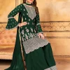 Green Georgette Embroidery Traditional Palazzo Suit