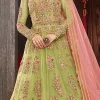 Green Net Anarkali A Line Lehenga Wedding Wear
