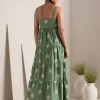 Green Tribal Tiered Maxi Dress