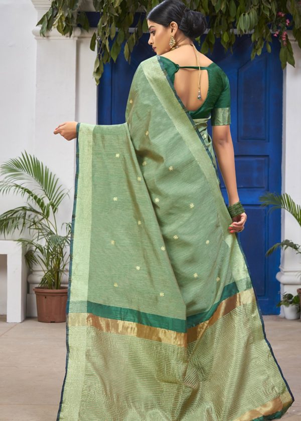 Green Woven Traditional Cotton Silk Saree