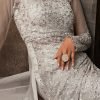 Grey Net Anarkali Abya Style Suit Wedding Wear