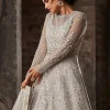 Grey Net Long Choli A Line Lehenga Wedding Wear